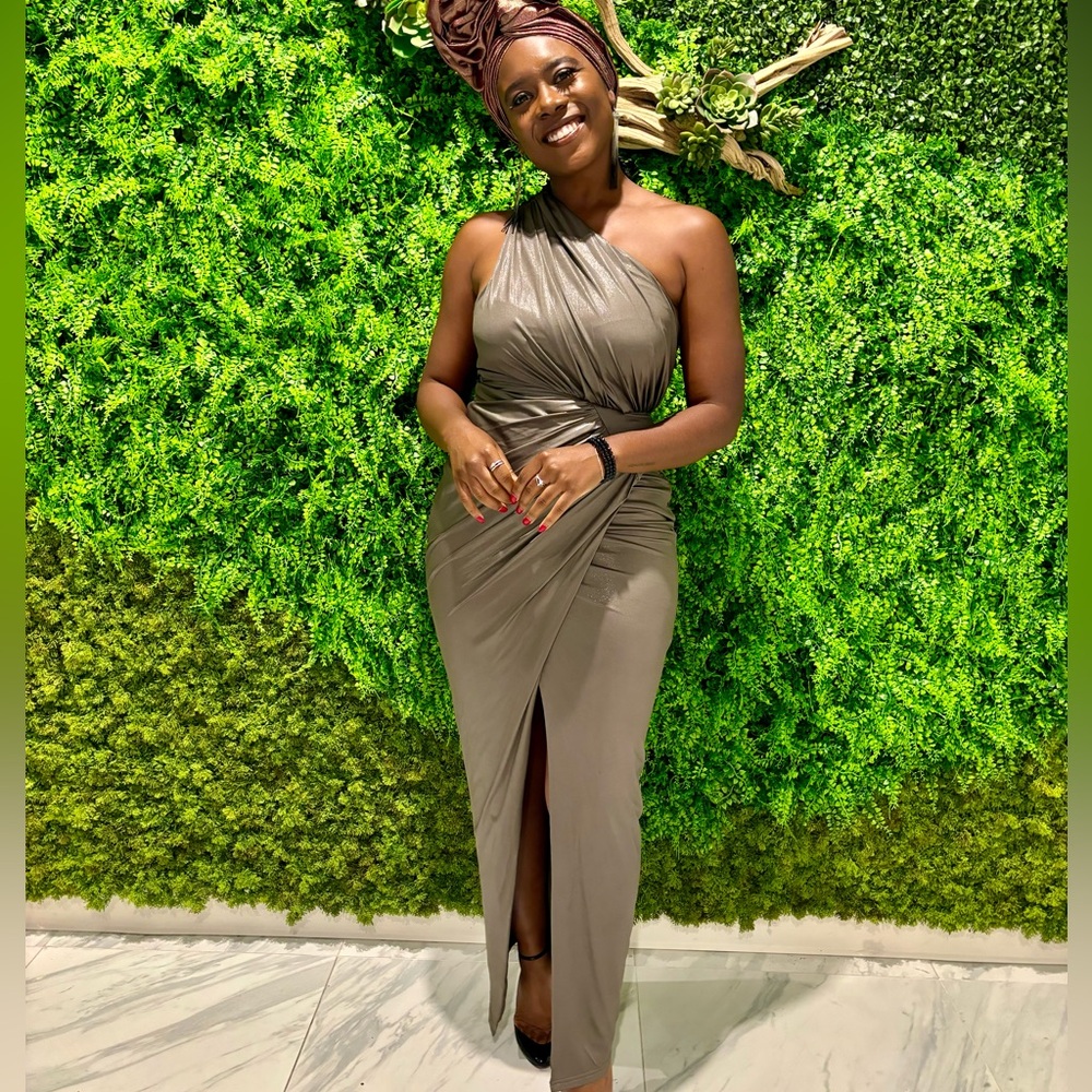 JLuxe Label Olive Lavina Metallic Maxi Dress